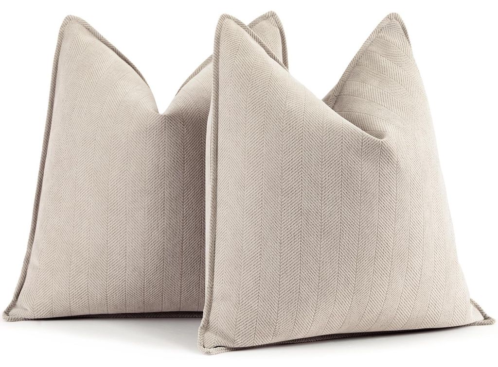 Set aus 2 beige Kissenbezügen, 40x40 cm, Chenille-Sofakissen mit elegantem Design; weiche und Dekokissen für Sofa, Bett und Wohnaccessoires.