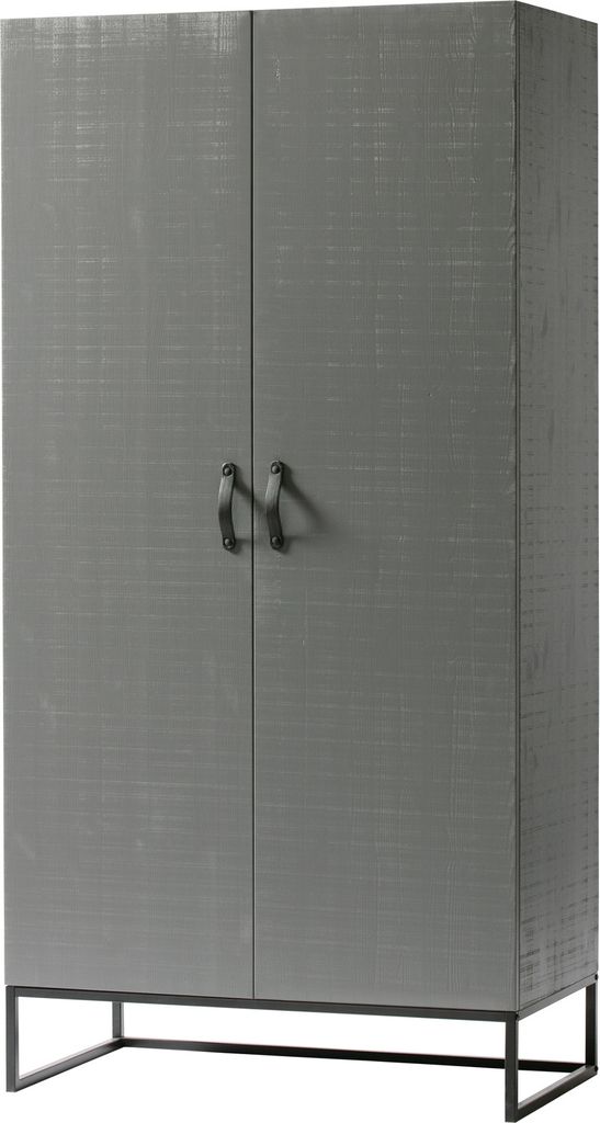 WOOOD Morris Garderobenschrank aus Kiefer, 2-Türig, Grau
