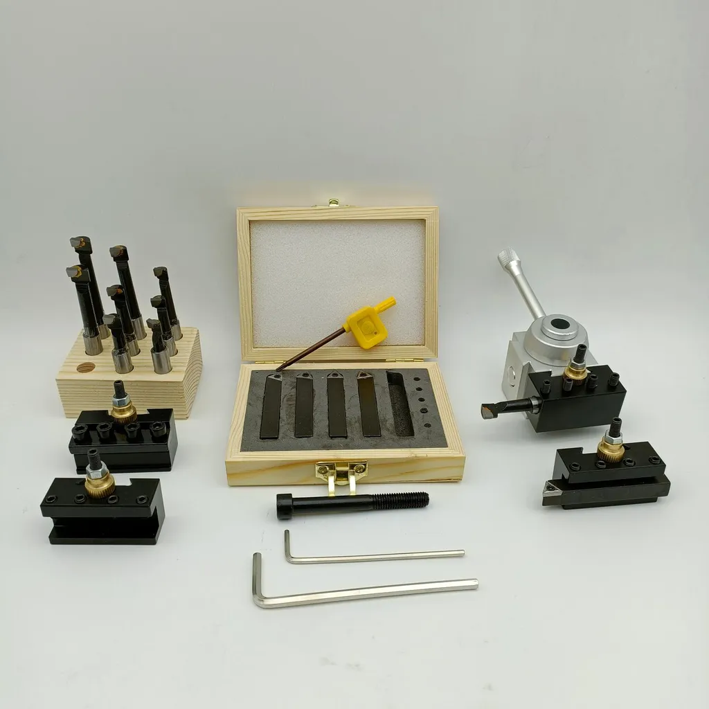 Porte-Outils Rotatifs 19 Pièces avec 9 Outils 3/8 Pouces pour Tourage