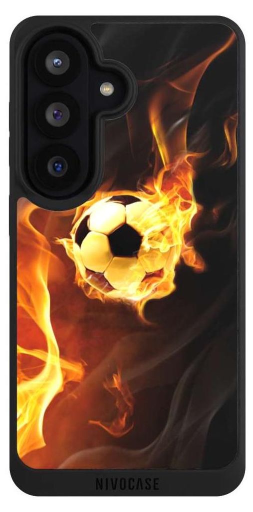 NIVOCASE Handyhülle für Samsung Galaxy S26 Hülle NIVOpure Case Schwarz Ball Feuer Fußball