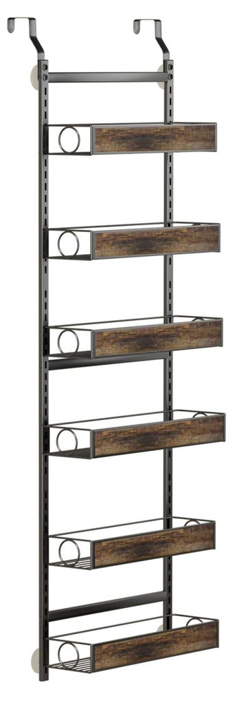 2-in-1-Tür-Gewürzregal, Wand-Gewürzregal, Gewürzschrank mit 6 Ebenen, Tür-Gewürzregale mit verstellbarem Korb für Küchenschränke und Kleid...