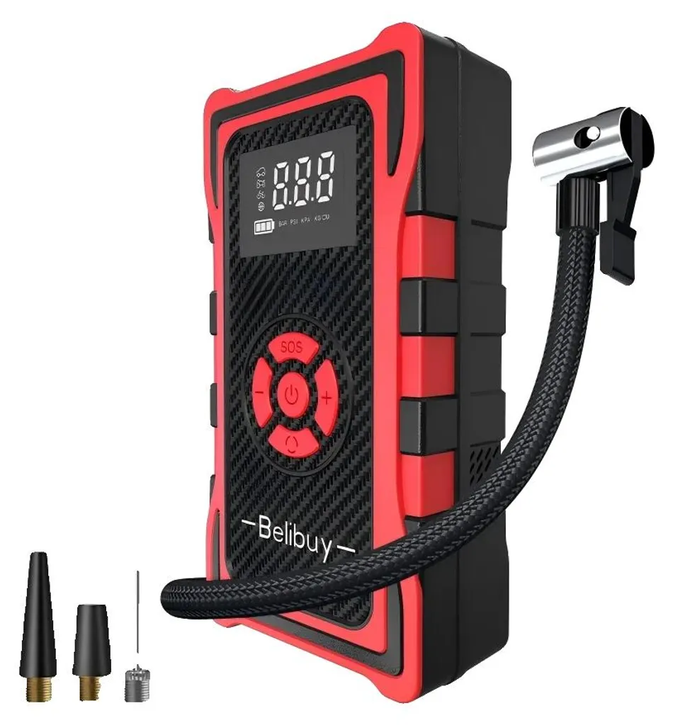 Démarreur de secours portable 8000mAh et compresseur de pneu Noir