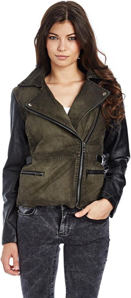 Red Bridge Damen Jacke Bikerjacke Frauen Übergangsjacke Steppjacke Khaki L