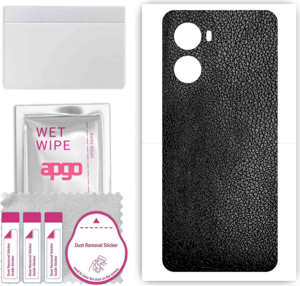 apgo Rückseite Schutzfolie, Skin, kompatibel mit Umidigi G3, Hinten Displayschutzfolie aus Vinylfolie, kratzfest, einfache Montage - Schwarzes Leder