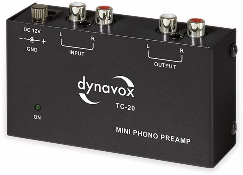 Dynavox TC-20 Phono-Vorverstärker, kompaktes Metall-Gehäuse, für Plattenspieler mit MM-Abtast-Systemen, schwarz