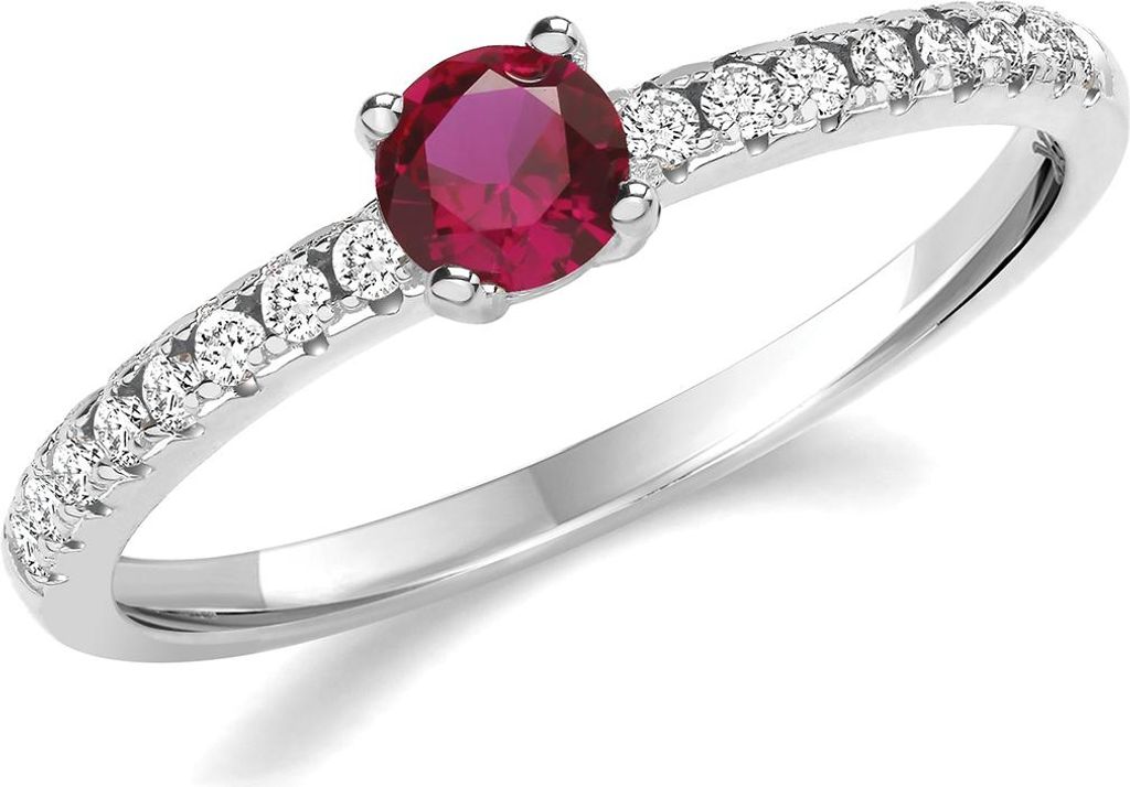 Stylischer 925 Sterling Silber (Rhodiniert) Damen - Solitärring mit Zirkonia, 54 (17.2); TRS33200RSN