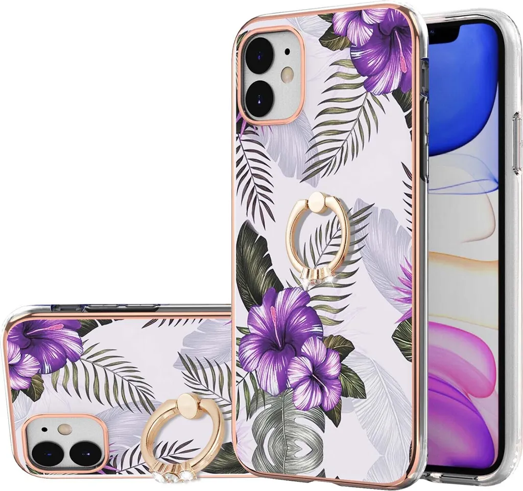Custodia iPhone 11 Slim Viola in TPU: Design Funzionale con Anello