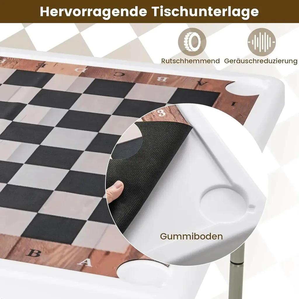 Table de jeu stable et compacte pour éviter les verres renversés 90x90