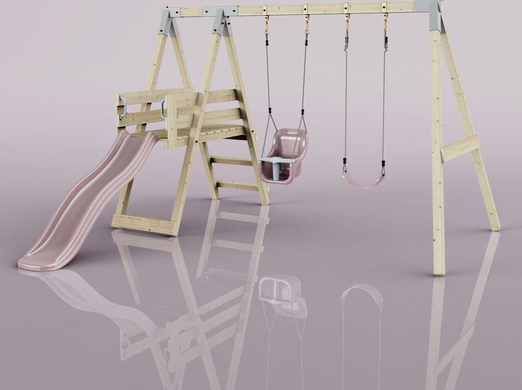 OutdoorToys Schaukel Pfau aus Holz in Rosa Altrosa