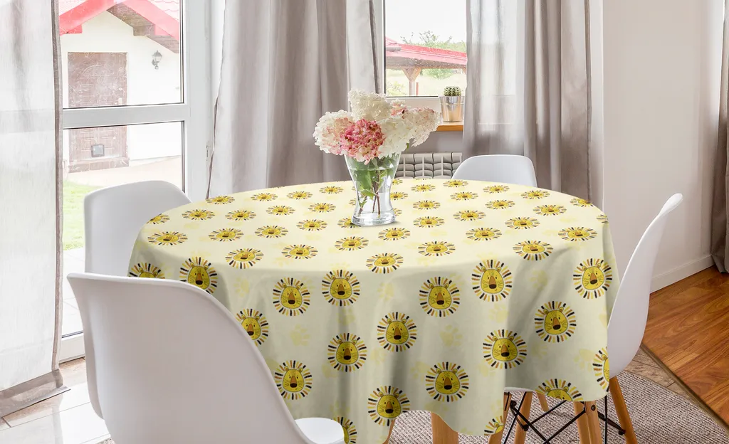 Tovaglia Rotonda Leone ABAKUHAUS 150cm - Decorazione Casa Crema Senape