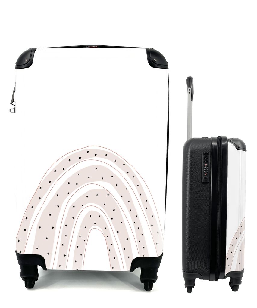 MuchoWow Koffer Handgepäck Trolley Rollkoffer Kleine Reisekoffer mit 4 Rollen - Regenbogen - Tupfen - Pastell - Cabin Size < 55x40x23 cm & 55x40...