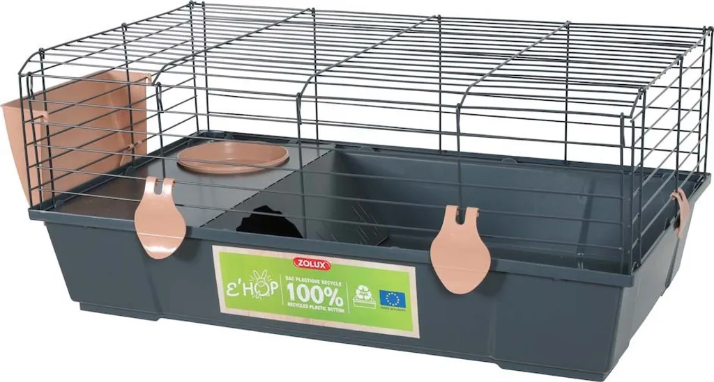 Cage cochon d'Inde 80cm équipée avec accessoires EHOP Zolux gris rose