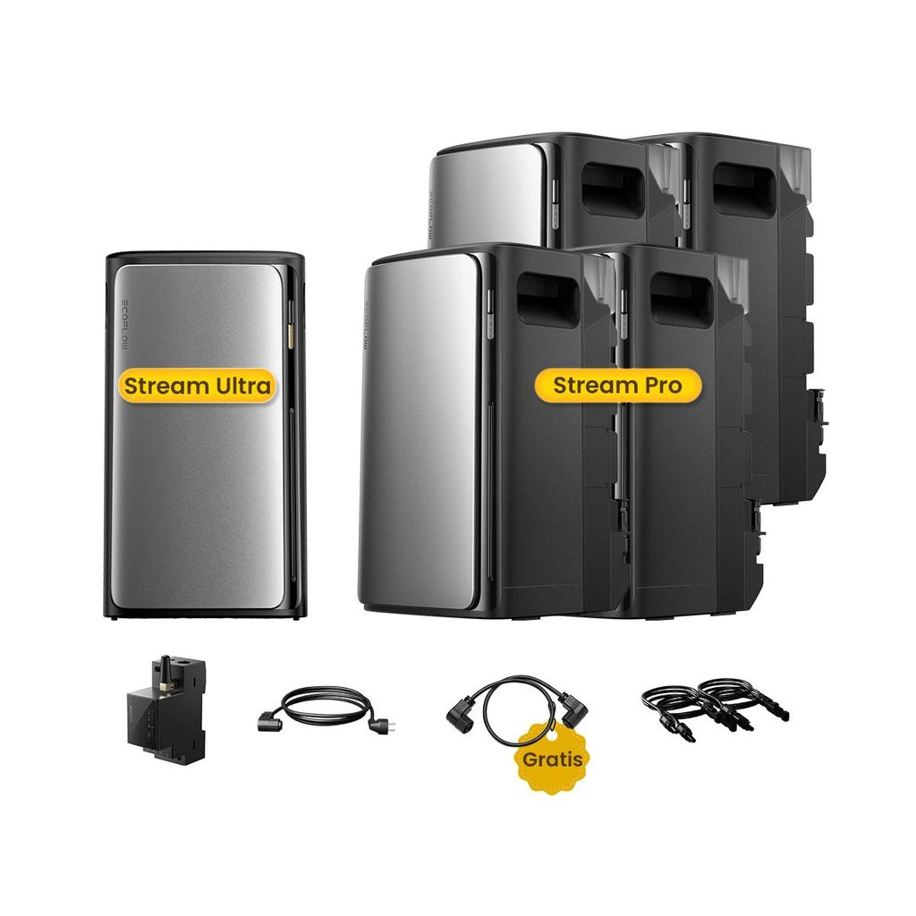 Powerness Balkonkraftwerk Speicher – EcoFlow STREAM Ultra 1,92 kWh (4 MPPT) Speicher mit 4x STREAM Pro 1,92 kWh (3 MPPT) und Smart Meter, (0% MwSt)