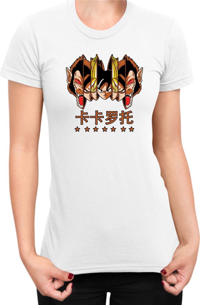 Damen T-Shirt Manga Japan Anime Comics Animation Dbz 021, Lady 2XL / Weiß
