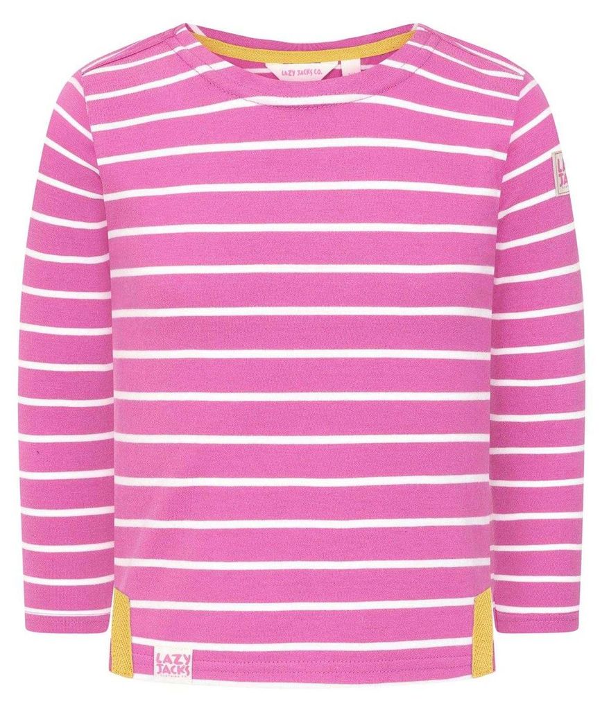 Lazy Jacks - "Breton" Oberteil für Mädchen, Langärmlig LJ544 (128) (Himbeere)