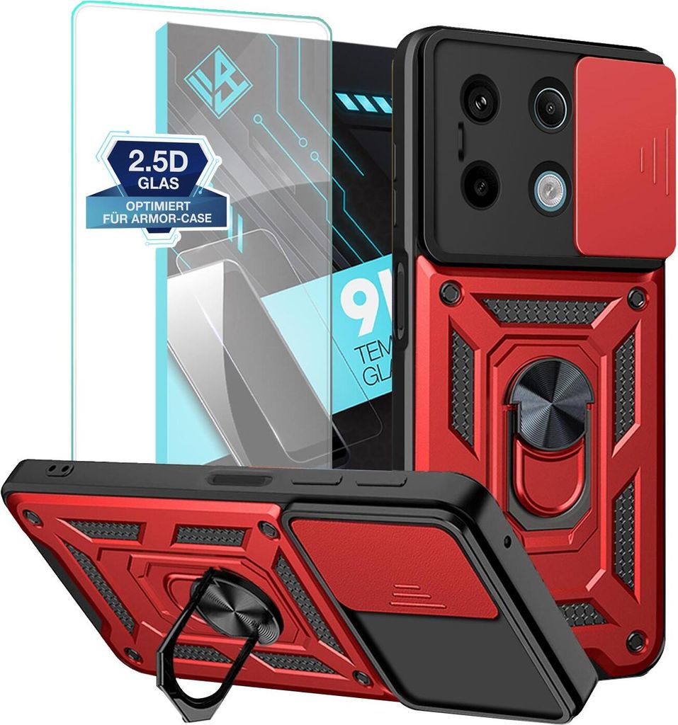 Armor Handyhülle für Xiaomi Redmi Note 13 Pro 5G mit 9H Displayglas Displayschutz Kameraschutz Handy Panzer Case Cover Schutzhülle Outdoor Farbe...