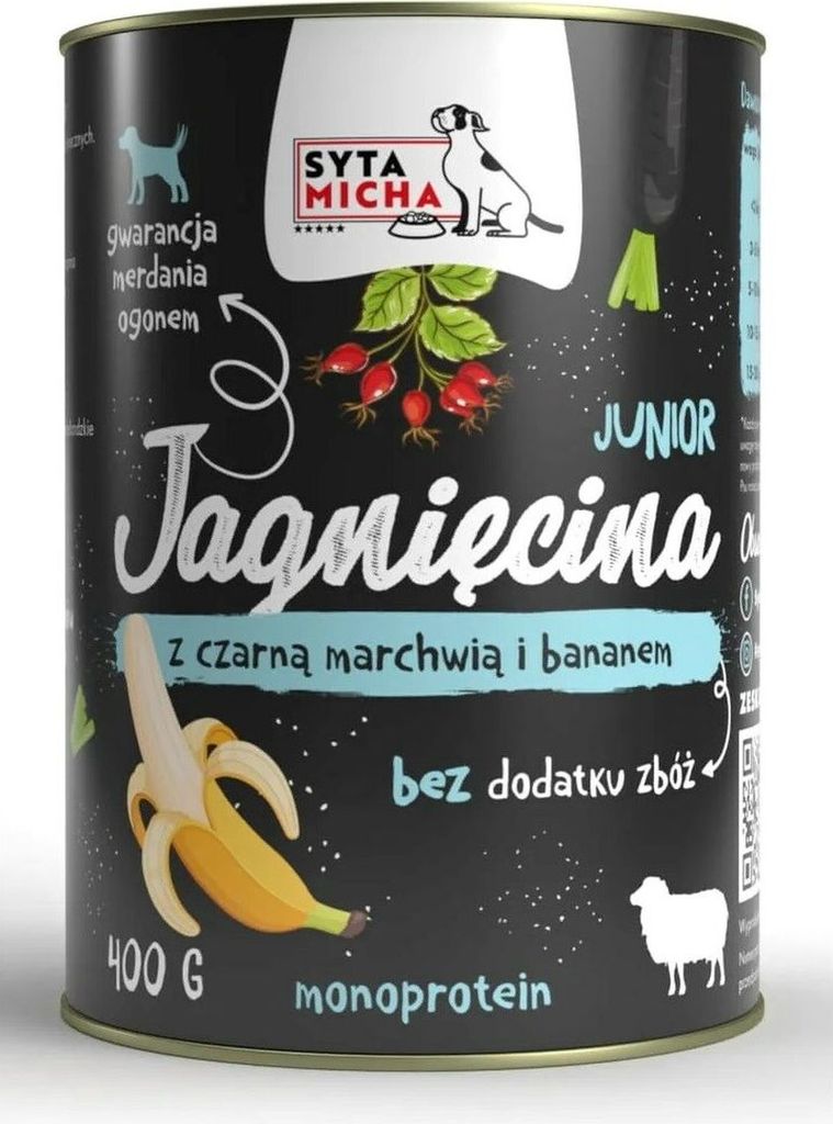 SYTA MICHA Lamm mit schwarzer Karotte und Banane Hunde-Nassfutter 12x400g
