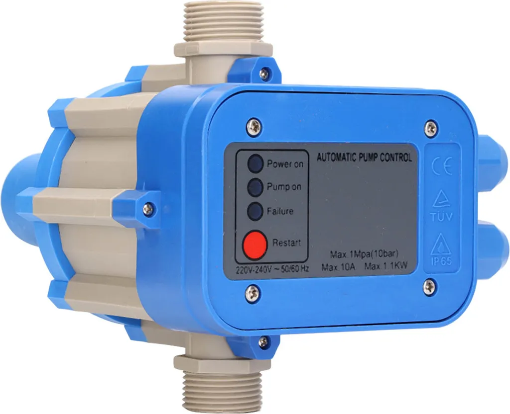 Contrôleur de Pression de Pompe à Eau 1.1kW 220V Ajustable Bleu et Gris