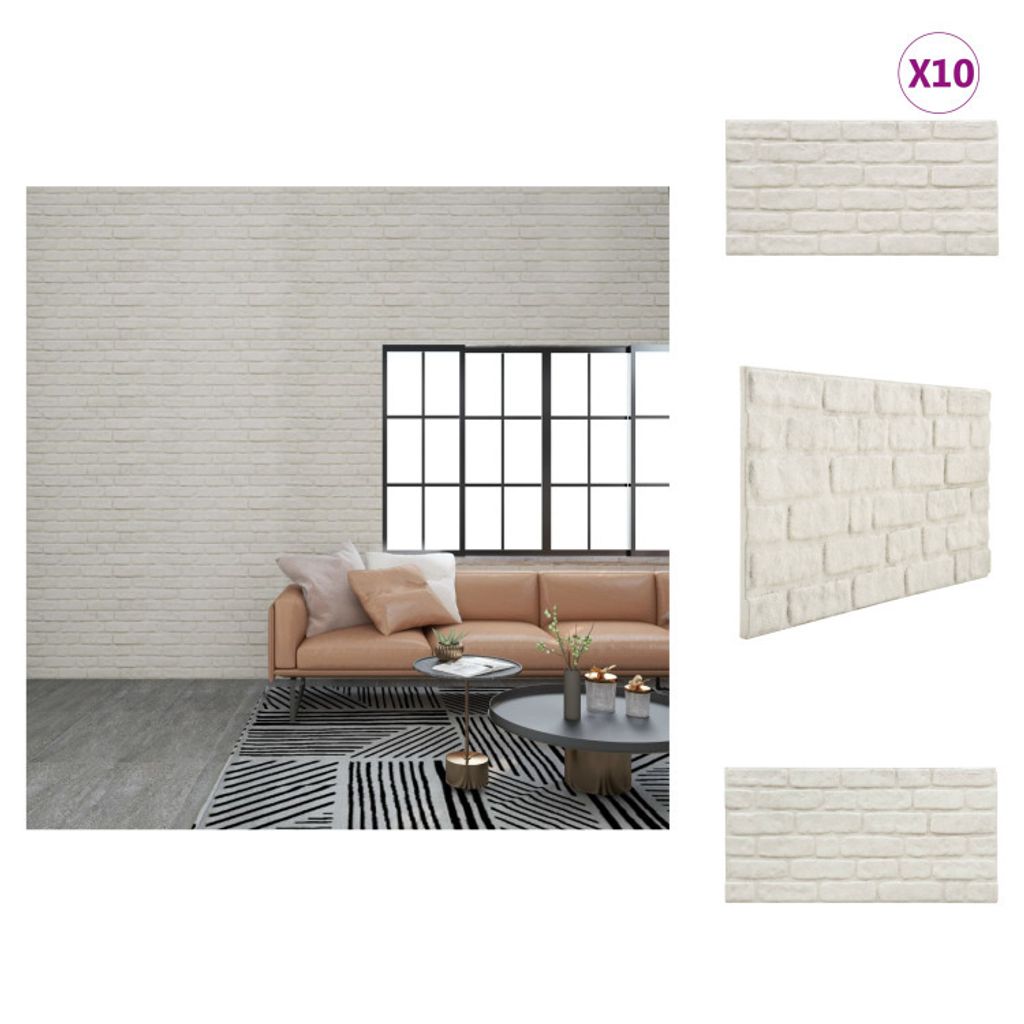 vidaXL 3D-Wandpaneele 10 Stk. Weiß Backstein-Optik EPS - Wandverkleidung