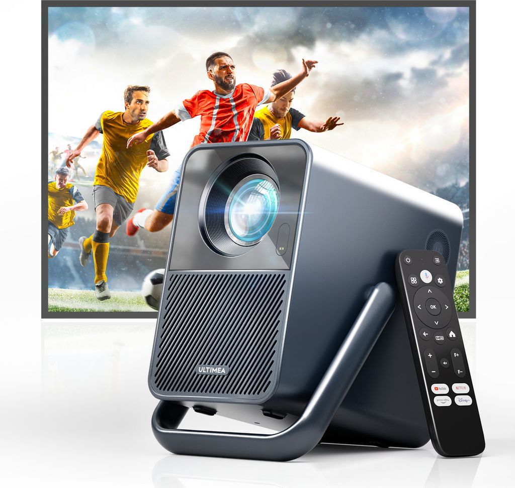 ULTIMEA Beamer Android TV 11.0 mit NETFLIX, 4K Heimkino Beamer Unterstützung 1000 ANSI-Lumen, Dolby Audio, Tragegriffdesign, Poseidon E40 Smart Serie