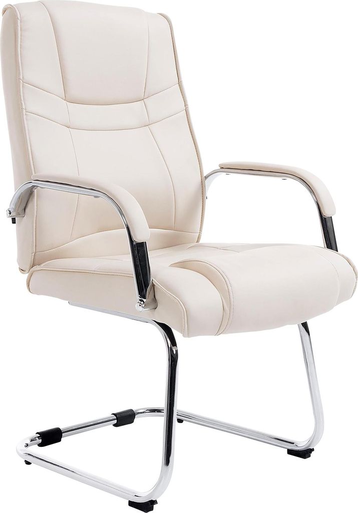 Besucherstuhl DELHI - Kunstleder Creme 60x67x104 cm | Besucherstühle Konferenzstuhl Wartezimmerstuhl Bürostühle Bürostuhl Konferenzraum Wartezi...
