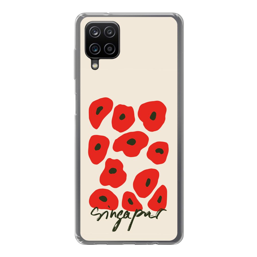MuchoWow Handyhülle Schutzhülle Hülle für Samsung Galaxy A12 Blumen - Mohn - Muster Silikon Softcase Handy Hülle - Bild