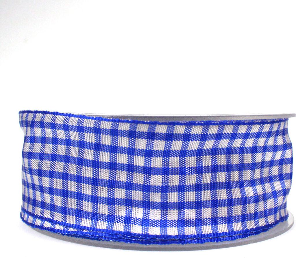 25m Dekoband kariert 40mm Antennenband Schleifenband Geschenkband Band Karo, Farbe:blau