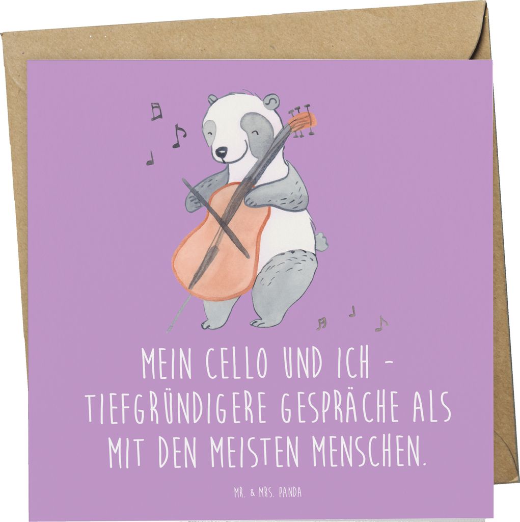 Mr. & Mrs. Panda Grußkarte Violoncello Gespräche - Lavendeltraum - Geschenk, Klappkarte, Cellist, anlasskarte, Lernen, Cello, Freund, doppelkarte...