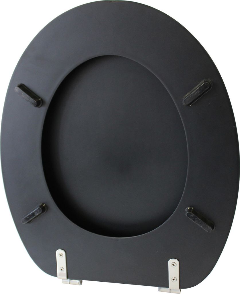 MSV WC Sitz Toilettendeckel MDF Holzkern „Schwarz“ Scharniere aus Edelstahl - hochwertige und stabile Qualität