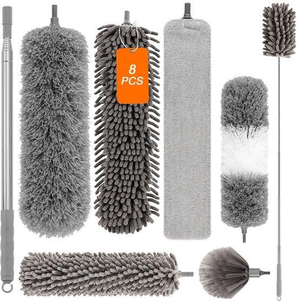 Teleskopische Staubmopp, wasbar, Microfaser, lang