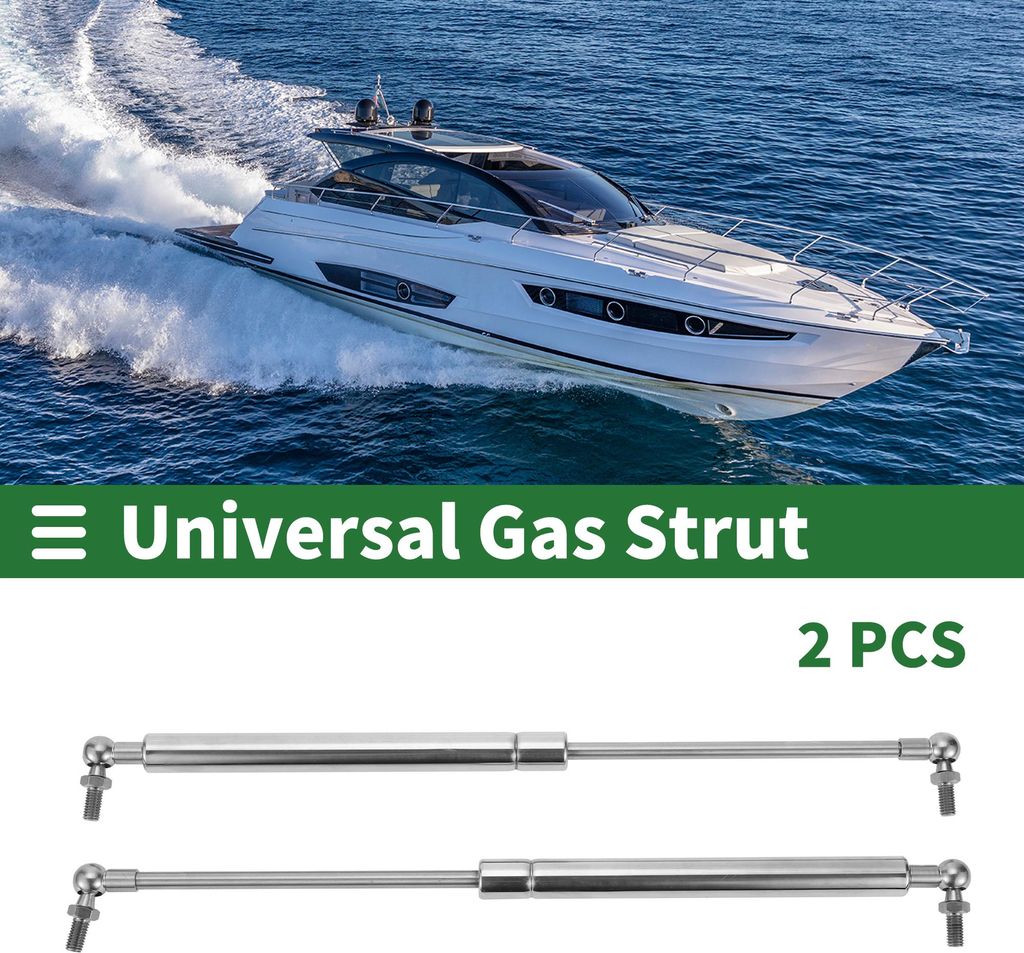 Universelle Edelstahl-Liftstützen Gasfeder 15 Zoll / 380 mm 25 Pfund / 110N / 11 kg Edelstahl Silberton 2 Stück
