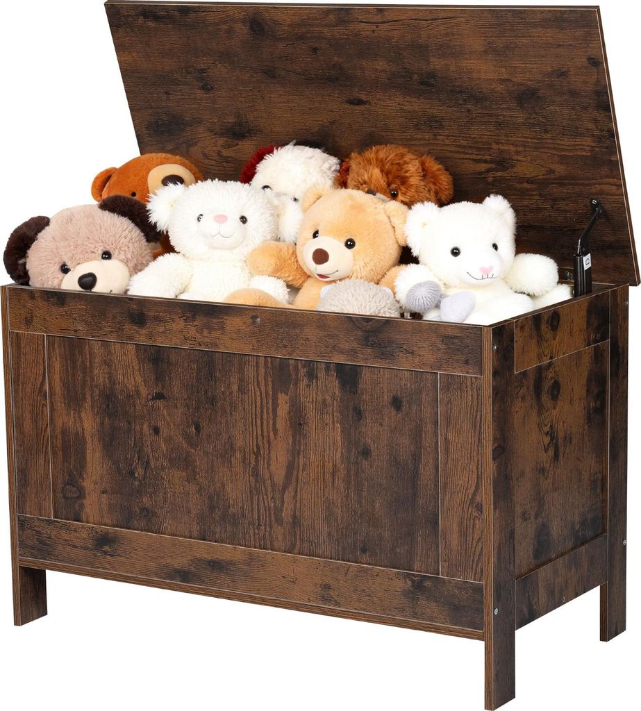 VEVOR Kindersitzbank mit Stauraum Holzspielzeugkiste, Aufbewahrungsbank mit Sicherheitsscharnier, Aufbewahrungstruhe für Spielzimmer Wohnzimmer Ei...