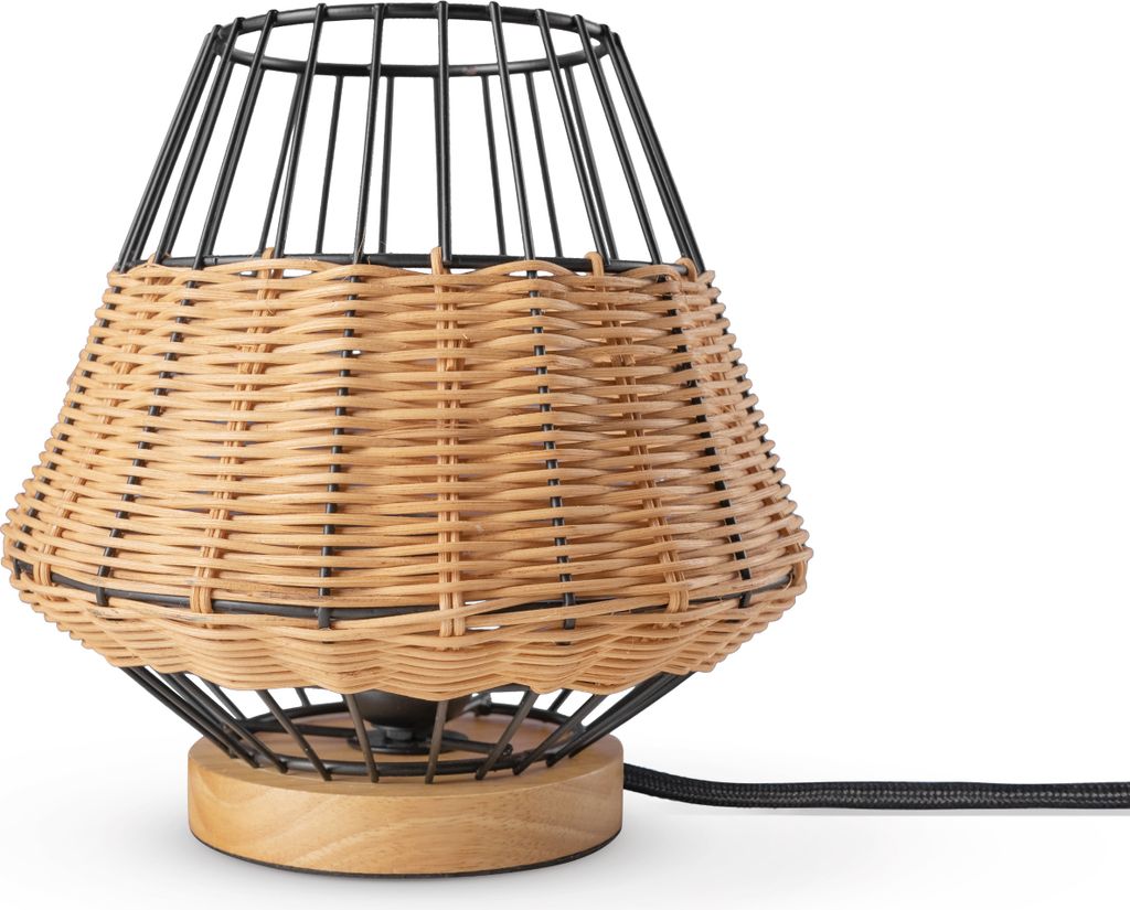 Rattan Pendelleuchte Wohnzimmer Tischleuchte Boho Käfig Lampe Nachttisch Metall