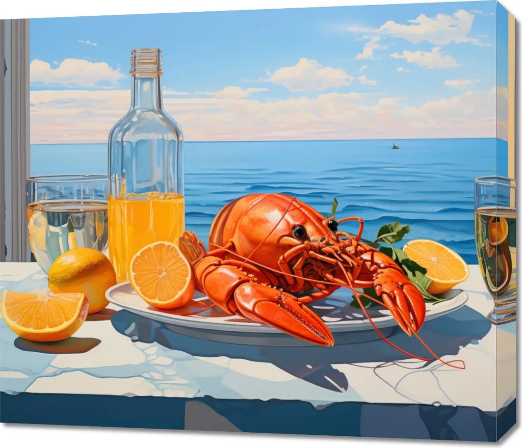 Tableau Homard Pas en couple 70x60 cm - Finissez-en avec les murs tristes