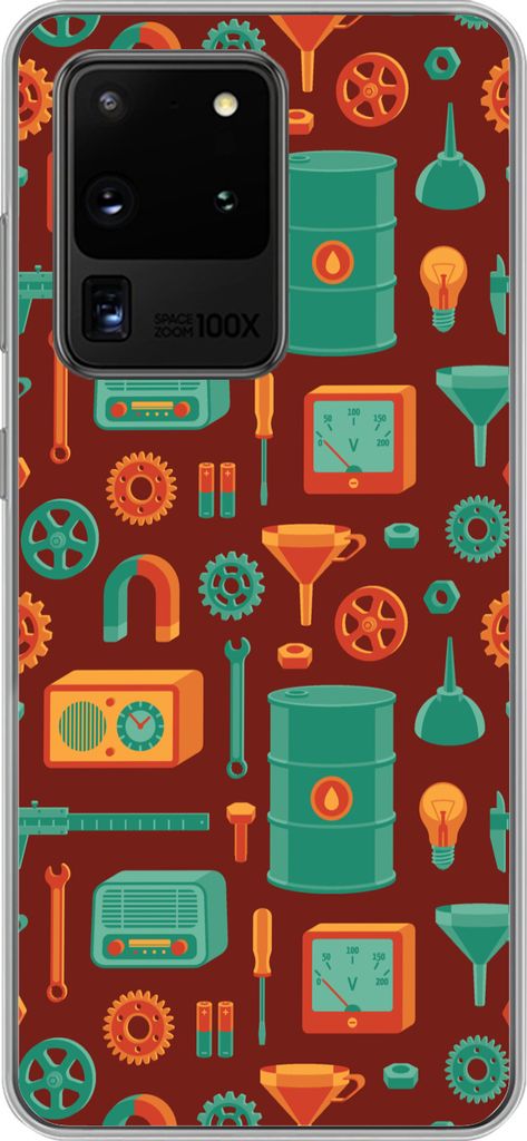 MuchoWow Handyhülle Schutzhülle Hülle für Telefoonhoesje Samsung Galaxy S20 Ultra Muster - Retro - Werkzeuge Silikon Softcase Handy Hülle - ...