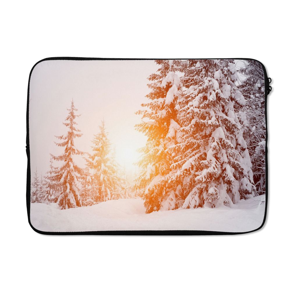 MuchoWow Laptop Hülle 13 Zoll Sonne - Bäume - Schnee Laptoptasche - Laptophülle - Sleeve - Rundumschutz