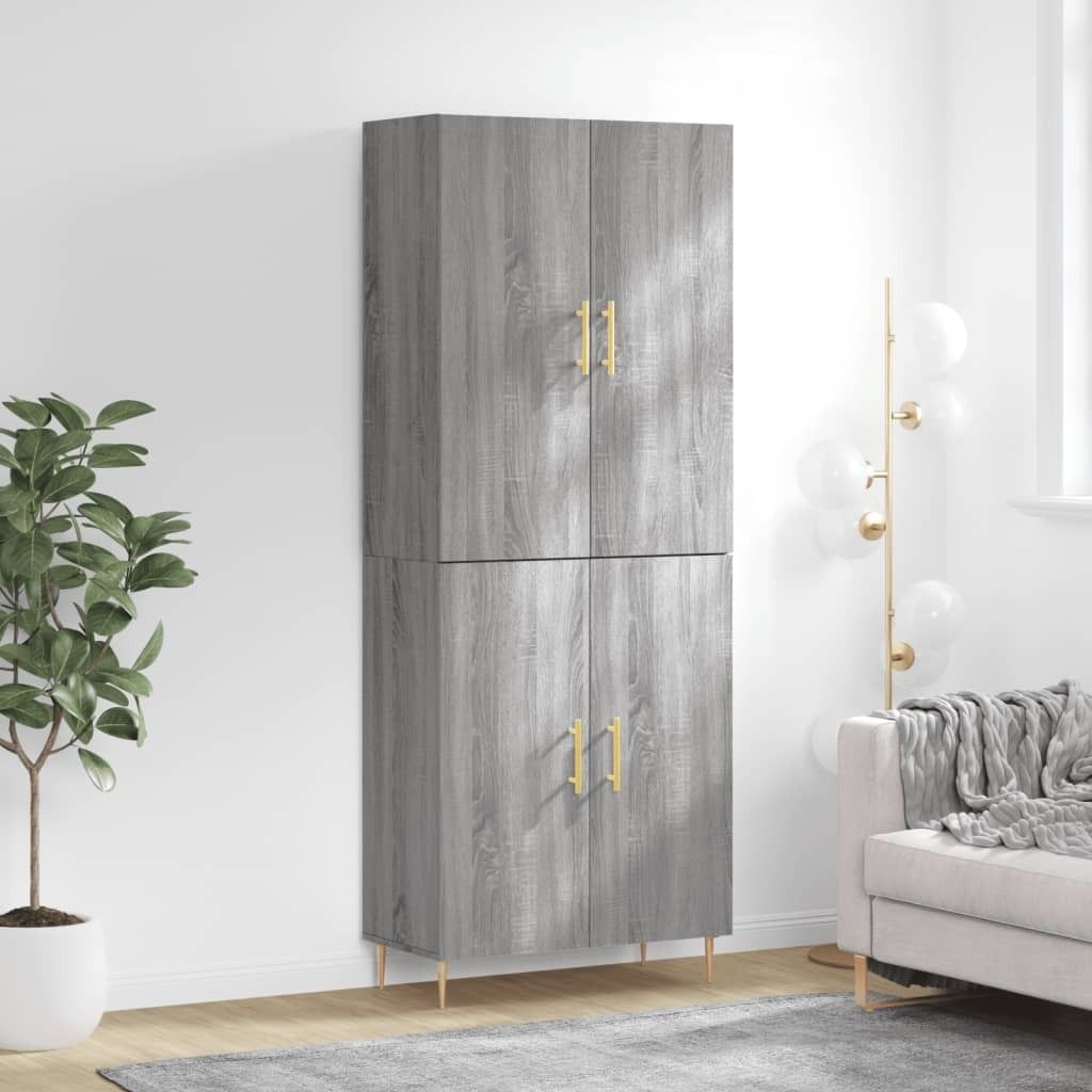 "Rabatt" Mehrzweckschrank/Vitrine/ Highboard - Modernes Design - Grau Sonoma 69,5x34x180 cm Holzwerkstoff - Kommoden CC8378