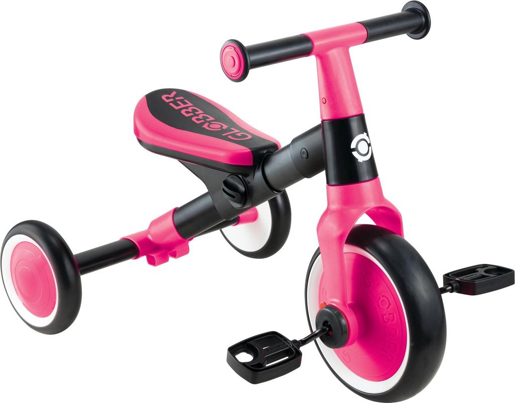 GLOBBER LEARNING TRIKE 2in1 – Dreirad und Laufrad für Kinder, 8/6 Zoll, TPR-Sattel höhenverstellbar, pink