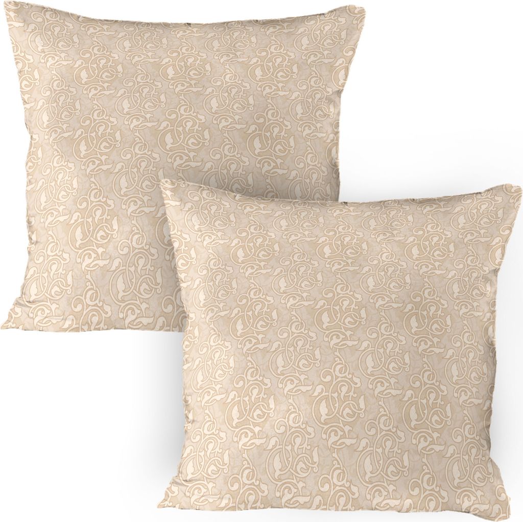 ABAKUHAUS Beige Kissenbezug Packung mit 2, Variirende Samen Und Blumen Muster Im Antiken Art Orientalischen Motiv Natur Garten Druck, Dekorativer G...
