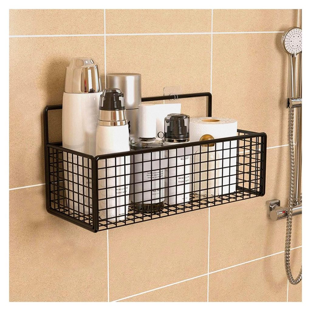 Wandregal mit Klebefixierung, Badezimmerorganizer ohne Bohren, einfache Montage, Haushaltsaccessoires für Küche und Bad, geeignet für Reinigungs...