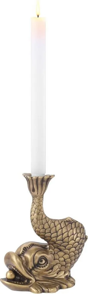 Bougeoir Koi Carpe Casa Padrino en Laiton Vintage Luxe - 20,5 cm