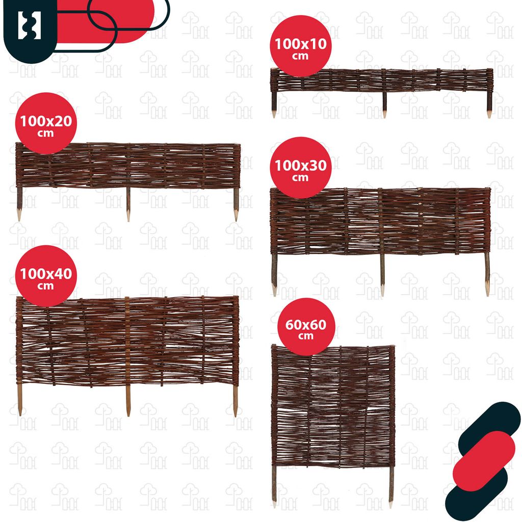 KOTARBAU® Sada 10 vrbových obrub na záhony 100 x 20 cm Obrázek produktu 8