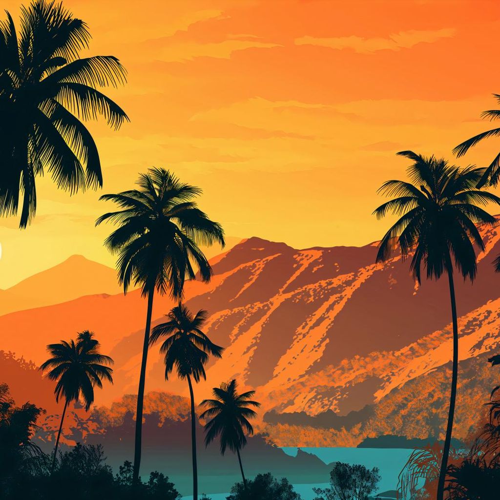Plakat 50x50cm Sonnenuntergang auf den Inseln
