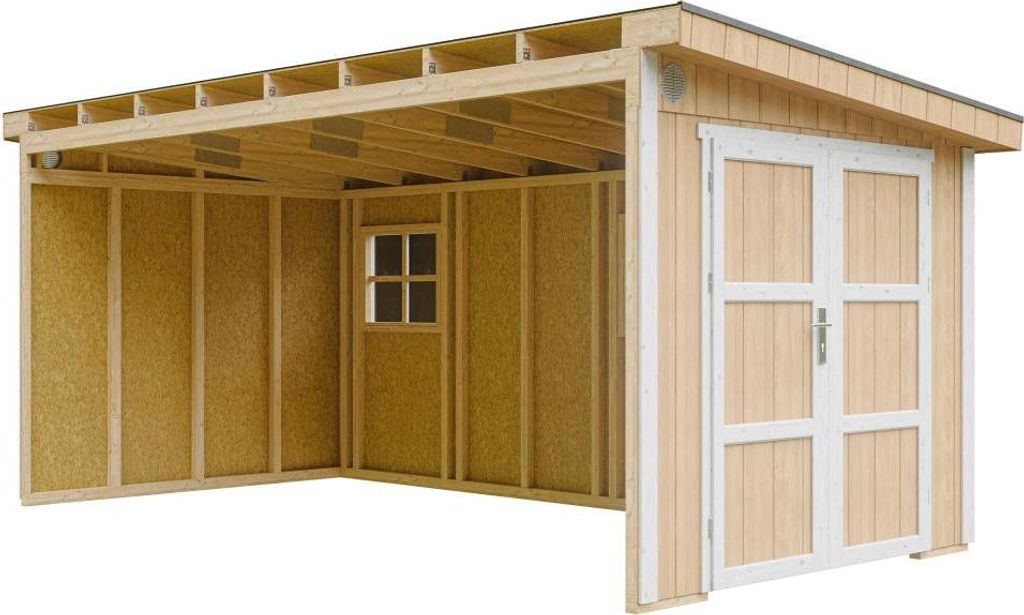 Gartenhaus 11,47 m² - H231x248x530 cm - Ohne Boden und Seitenwand – Timbela M940B-HARVEST HONEY