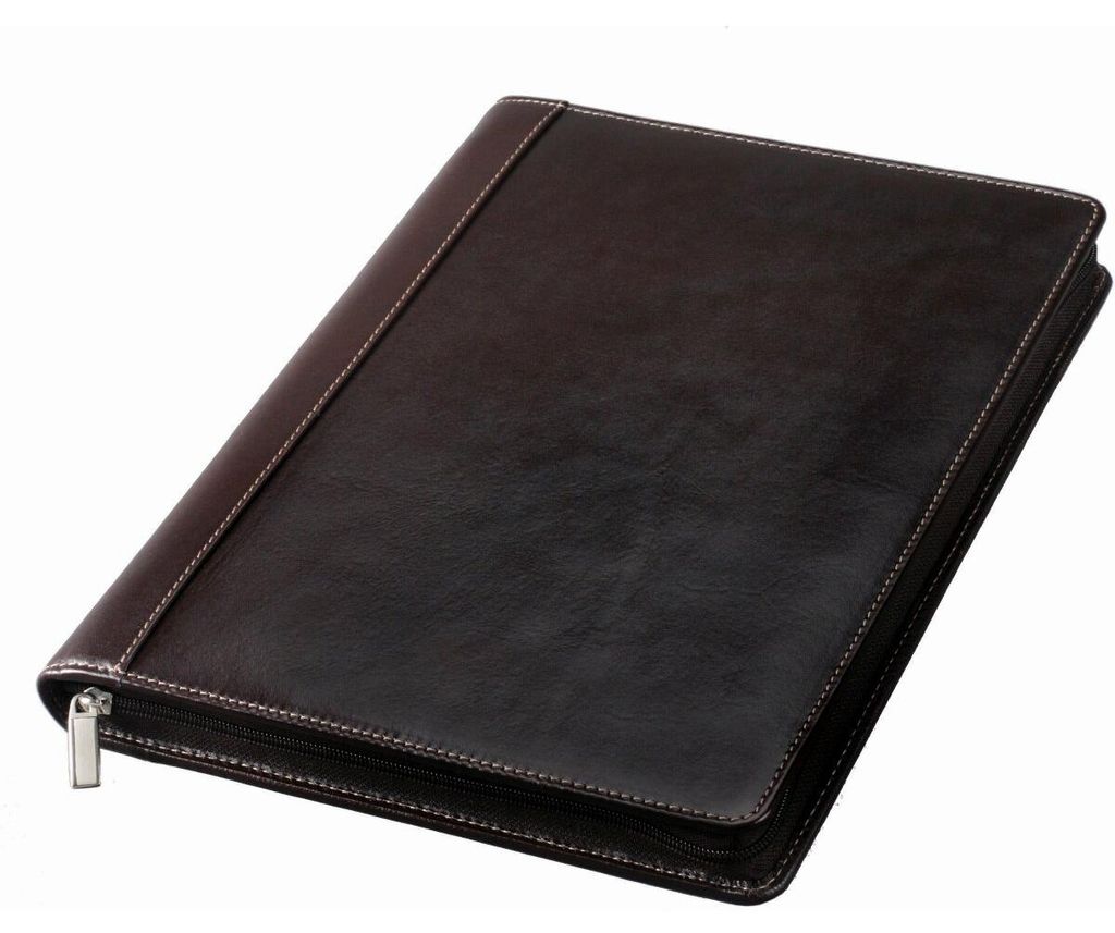 Schreibmappe Monaco A4 Leder dunkelbraun Produktbild 