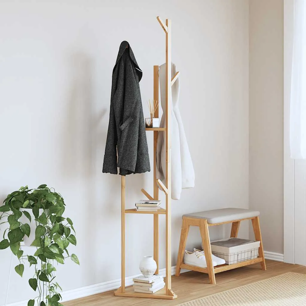 Portemanteau pour petit appartement avec rangement chaussures en bambou