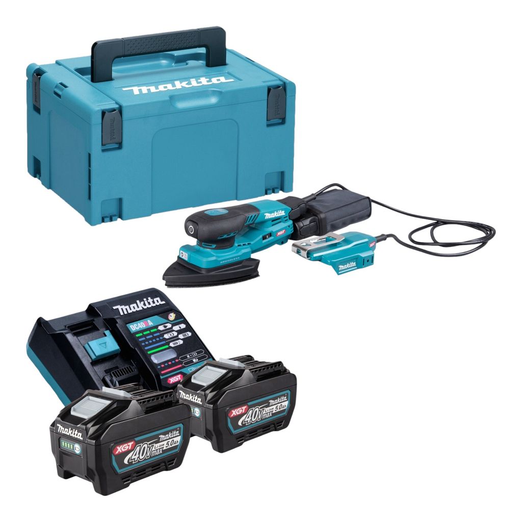Makita BO 006 CGT201 Akku Deltaschleifer 40 V max. 100 x 150 mm 3,0 mm Hub Brushless + 2x Akku 5,0 Ah + Ladegerät + Makpac
