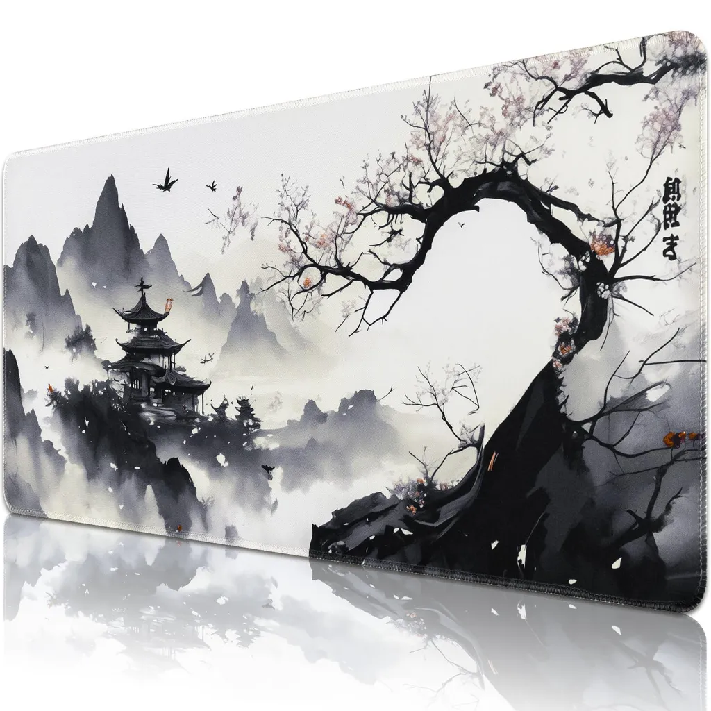Sous-main de bureau XXL design anime zen 90x40 cm pour setup gaming pro