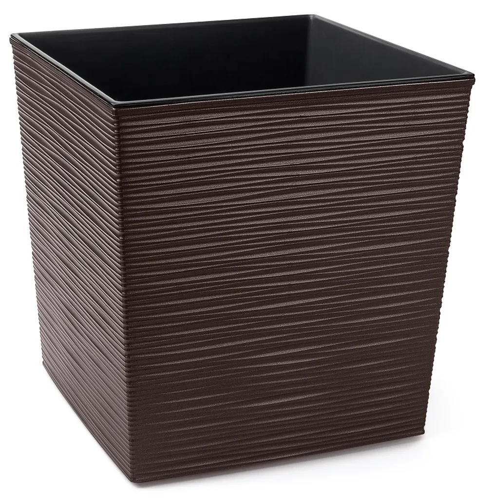 Juka Vrub Mokka 400x400 Lamela - Pot de fleurs carré au design strié