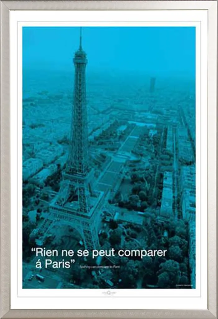 Affiche Paris City Quote Shinsuke® avec cadre alu argenté brossé 61x91
